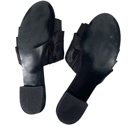 NINE WEST Black Satin Ruffle Prom Cocktail Slides Size 8.5 Medium - Picture 7 of 8